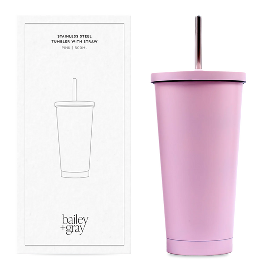 Stainless Steel Tumbler with Straw (500ml) - Bailey & Gray