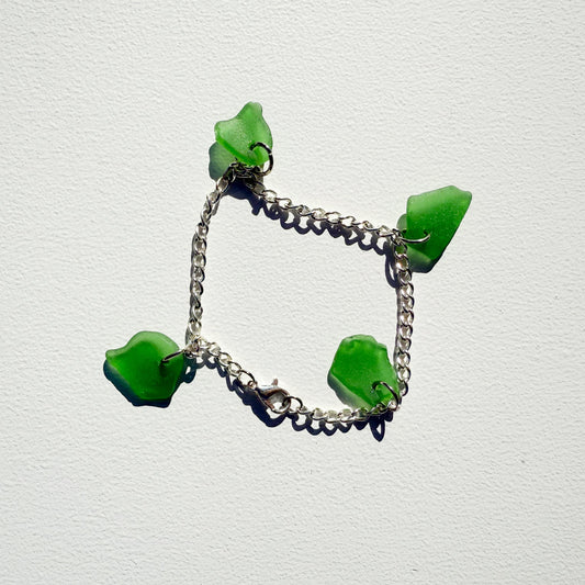 Emerald Sea Glass Chain Bracelet - Mr. Bumble