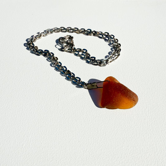 Amber Sea Glass Chain Necklace - Mr. Bumble