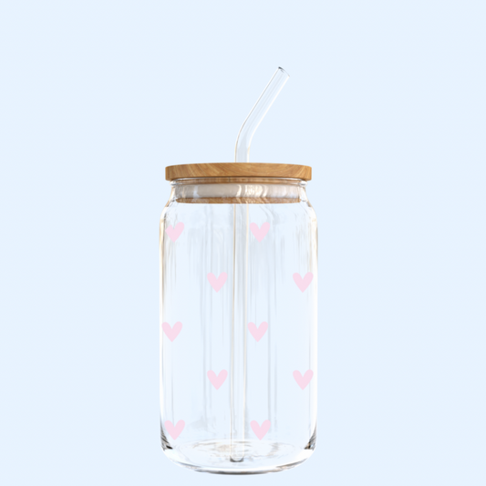 Pink Hearts Tumbler - Hanmade